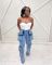 Leisure splicing multi mouth pocket organ jeans and pants