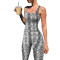 Jumpsuit with threaded square neck, backless and buttocks lifting, slim fit sports jumpsuit