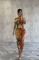 Fashionable and casual digital painted LONG DRESS
