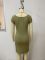 U-shaped square neck wrapped sleeve tight fitting dress