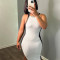 Trendy suspender ribbed sexy slim fitting street dress
