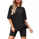 Fashionable threaded round neck trendy loose fashion sports set