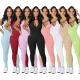 New elastic small pit zipper women's jumpsuit candy multi-color style