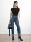 Solid Color Mesh Spliced Slim Fit Pullover T-shirt Women's Wear