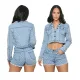 Women's casual distressed denim shorts set