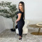 Fashionable women's sexy solid color V-neck pleated dress