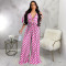 Fashionable women's V-neck pleated popular printed casual jumpsuit