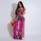 Hot selling one shoulder sexy high slit printed dress