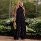 Sexy backless lace up long top wide leg pants fashion set