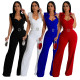 Fashionable women's pants ostrich hair diamond strap slim fit jumpsuit