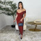 Fashionable women's sexy solid color V-neck pleated dress