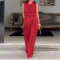 Trouser swing collar sleeveless waist collection casual set