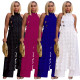 Sexy backless lace up long top wide leg pants fashion set