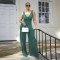 Sexy deep V-back sleeveless jumpsuit