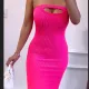 Fashionable women's threaded hollow top sexy slim fitting dress