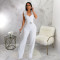 Fashionable women's pants ostrich hair diamond strap slim fit jumpsuit