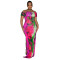 Hot selling one shoulder sexy high slit printed dress