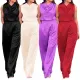 Trouser swing collar sleeveless waist collection casual set