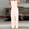Trouser swing collar sleeveless waist collection casual set