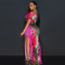 Hot selling one shoulder sexy high slit printed dress