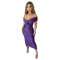 Fashionable women's sexy solid color V-neck pleated dress