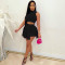 Fashion women's sleeveless top, fake two-piece pants skirt design, skirt set