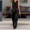 Trouser swing collar sleeveless waist collection casual set