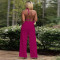 Sexy backless lace up long top wide leg pants fashion set