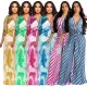 Fashionable women's V-neck pleated popular printed casual jumpsuit