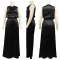 Trouser swing collar sleeveless waist collection casual set