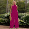 Sexy backless lace up long top wide leg pants fashion set