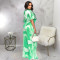Fashionable women's V-neck pleated popular printed casual jumpsuit