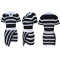 Flip collar short sleeved striped color matching knitted slim fit bag buttocks phoenix tail skirt two-piece set