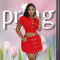 Fashion casual sexy hollow button knit short sleeved two-piece set