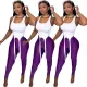 Solid color vest with exposed navel and hip lifting yoga exercise two-piece set