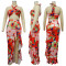 Summer versatile lotus leaf swing split skirt set