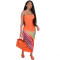 Wrapped chest and off shoulder colorful striped dress