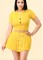 Fashion casual sexy hollow button knit short sleeved two-piece set