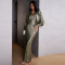 Bat long sleeved V-neck high waisted sexy long skirt