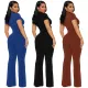 New product lapel short sleeved threaded slim fit casual two-piece set