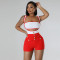Sleeveless shoulder shorts sexy two-piece set