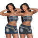 Hot selling strapless waistband elastic short skirt set