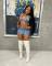 Washed stretch denim casual sexy skirt set