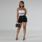 Sleeveless shoulder shorts sexy two-piece set