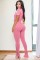 New round neck short sleeved threaded pleated slit casual two-piece set