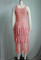 Fashionable round necked sleeveless knitted mesh tassel perspective dress