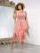 Fashionable round necked sleeveless knitted mesh tassel perspective dress