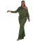 Fashionable casual solid color bat sleeve drawstring jumpsuit