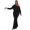 Fashionable casual solid color bat sleeve drawstring jumpsuit