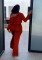 Fashionable casual solid color bat sleeve drawstring jumpsuit